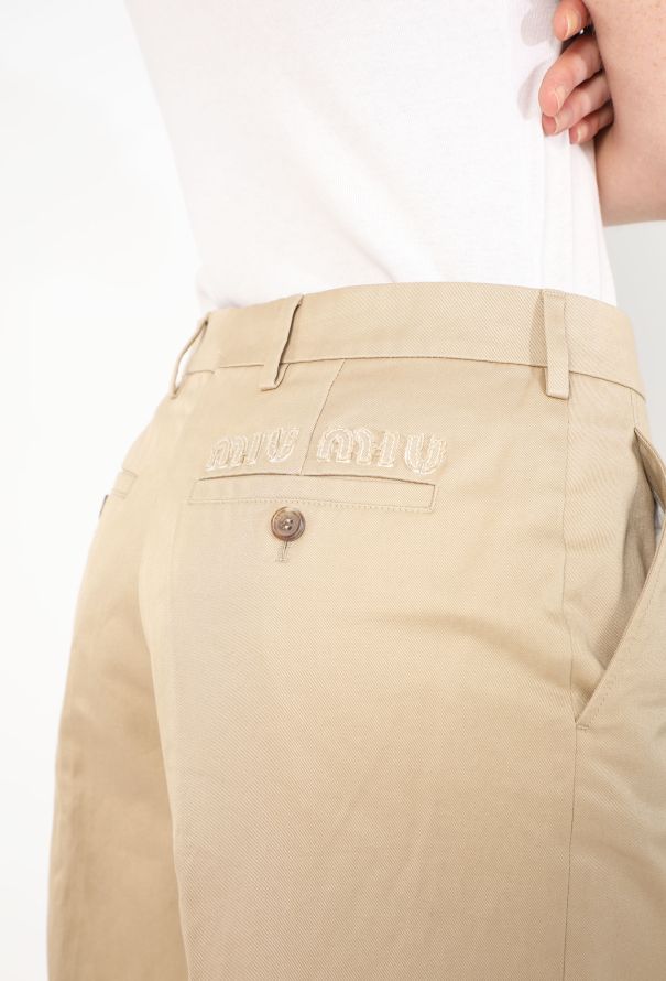 Miu Miu 2021 Gabardine Logo Trousers - 2