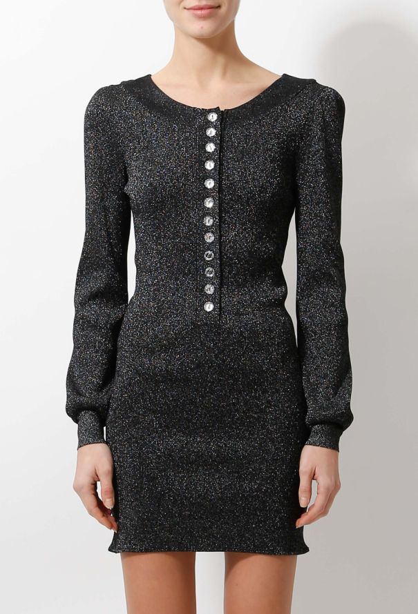 Azzaro Silver Lurex Knit Strass Dress - 1