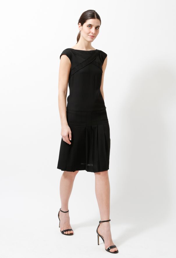 Chanel Silk Pleated Shift Dress - 1