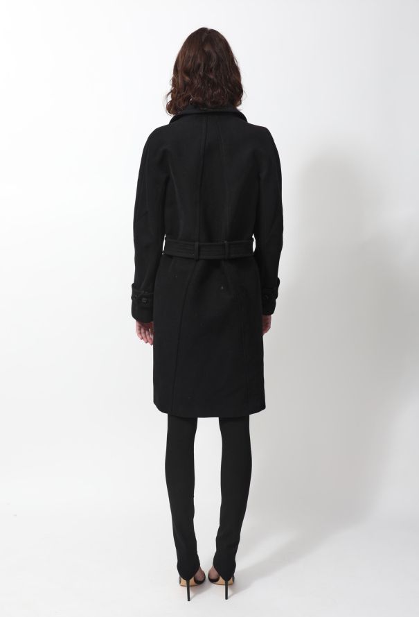 Classic Belted Black Trench Coat - 5