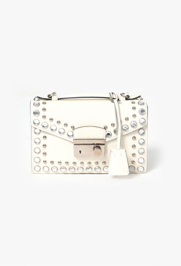 Prada Studded Saffiano Sound Satchel Bag - 1