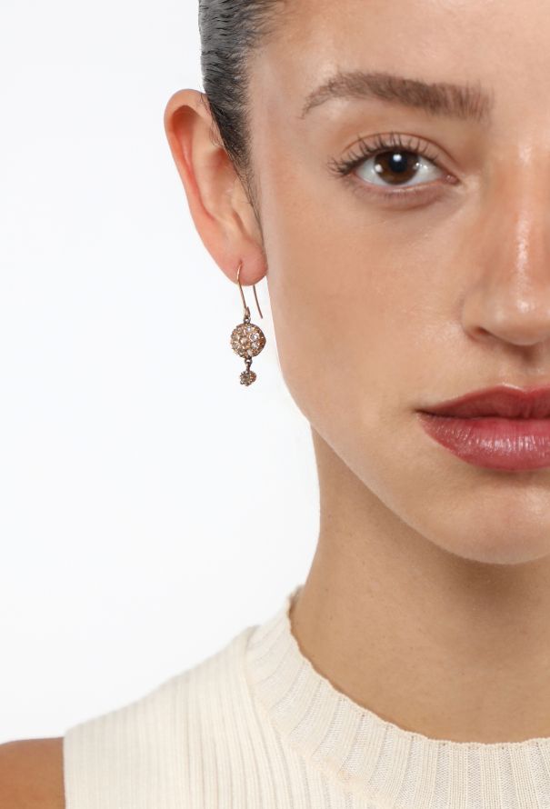 Modern Fine Jewelry 18K Gold & Rose-Cut Diamond Pendant Earrings - 4