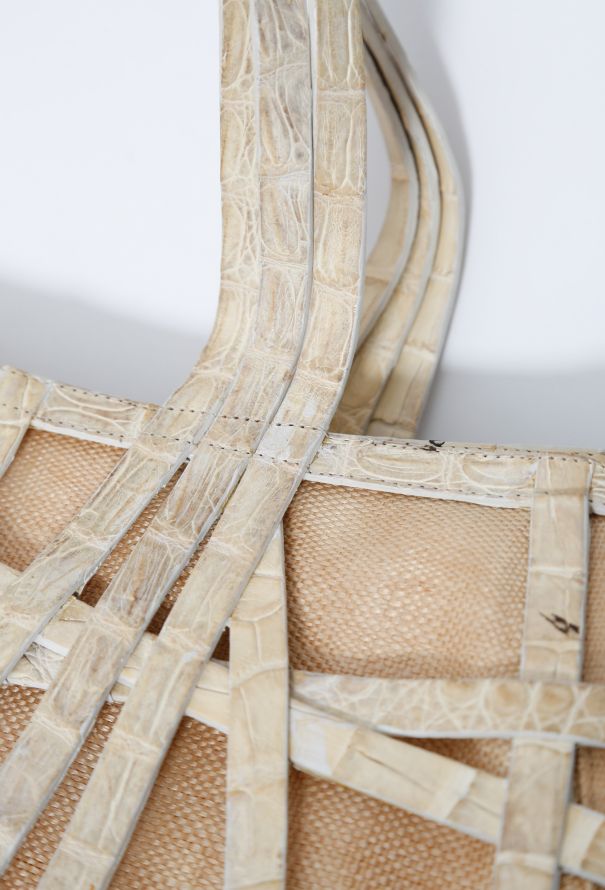 Exquisite Vintage Nancy Gonzalez Crocodile Raffia Bag - 11