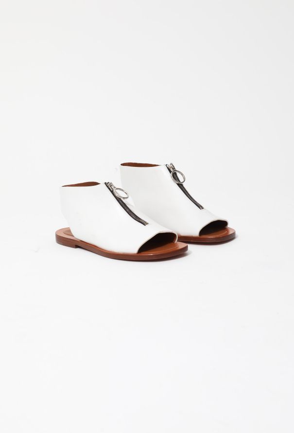 Céline Zip Leather Flat Sandals - 3