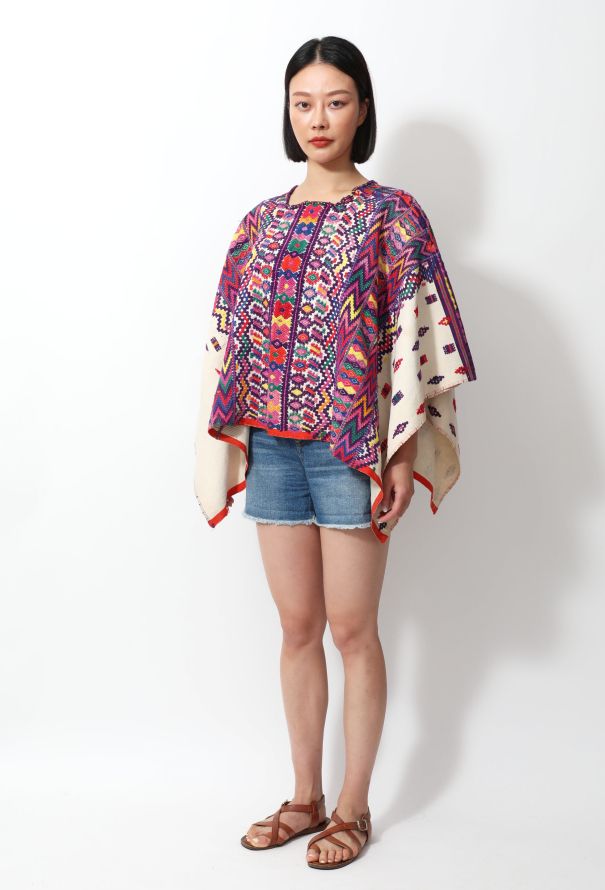 World Treasures Vintage Embroidered Mexican Poncho - 6