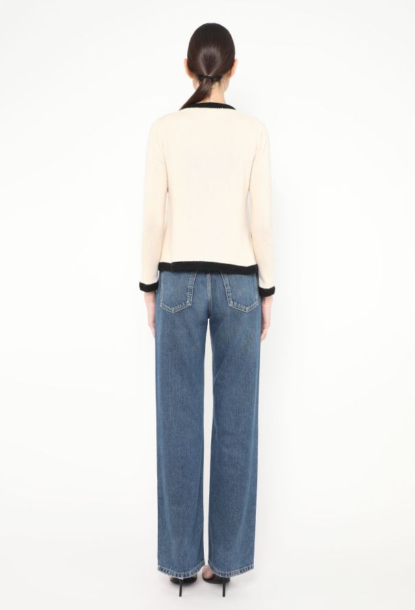 Chanel Woven Trim Cashmere Cardigan - 4