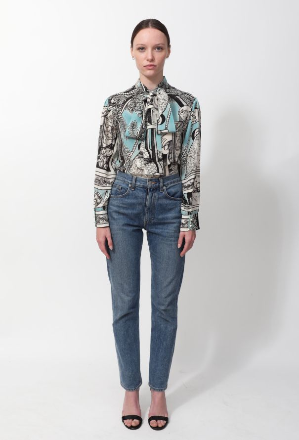 Gucci S/S 2017 Graphic Lavallière Blouse - 3