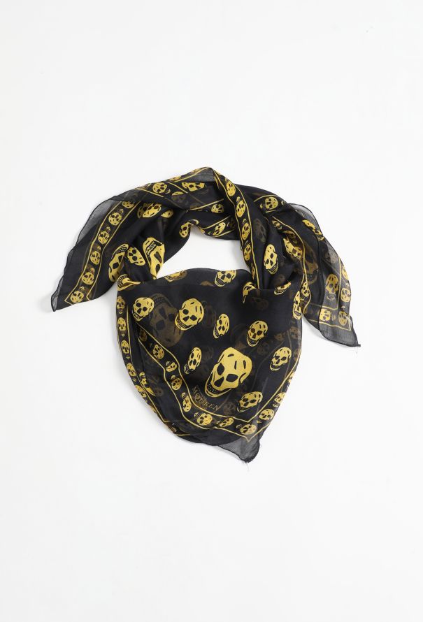 Alexander McQueen Early 2000s Chiffon Skull Scarf - 3