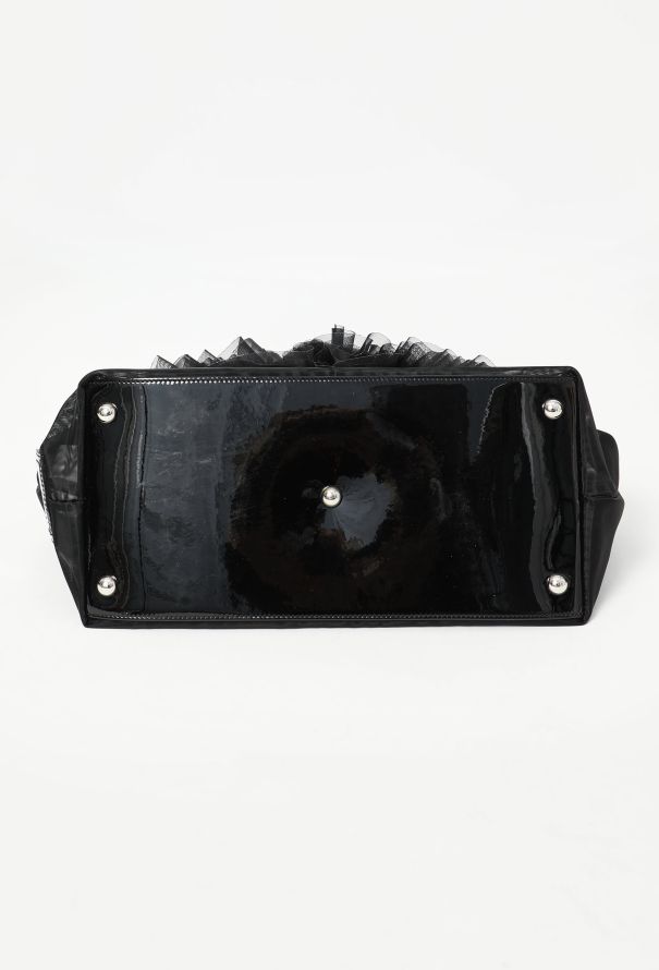Valentino Black Mesh Floral Tote Bag - 7