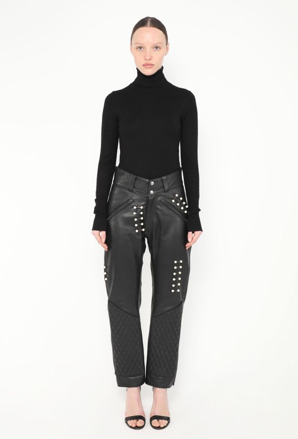 Rodarte S/S 2018 Quilted Pearl Leather Pants - 4