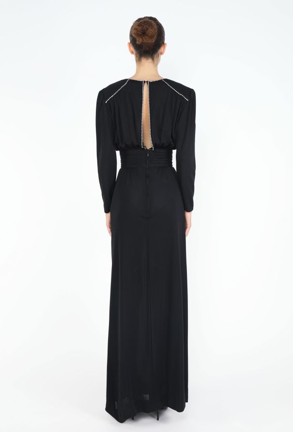 Azzaro RARE 1975 Strass Trim Jersey Gown - 3