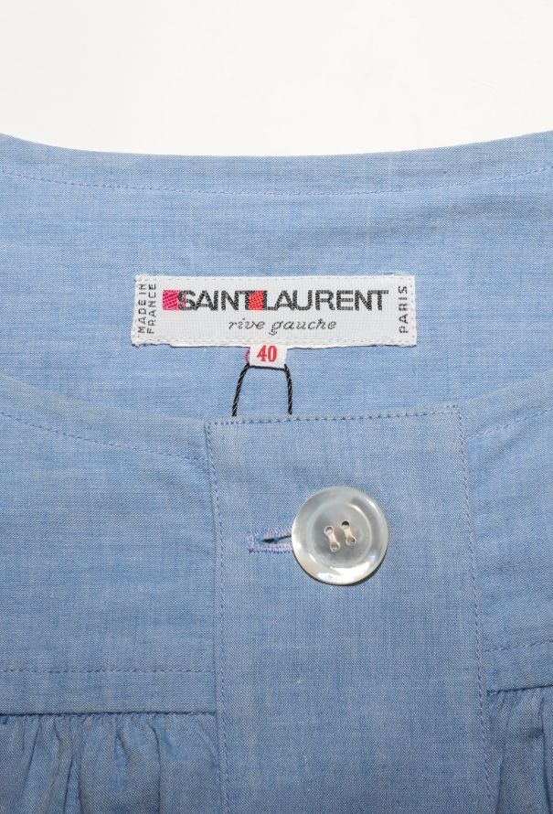 Saint Laurent '70s Ruched Cotton Smock Dress - 7