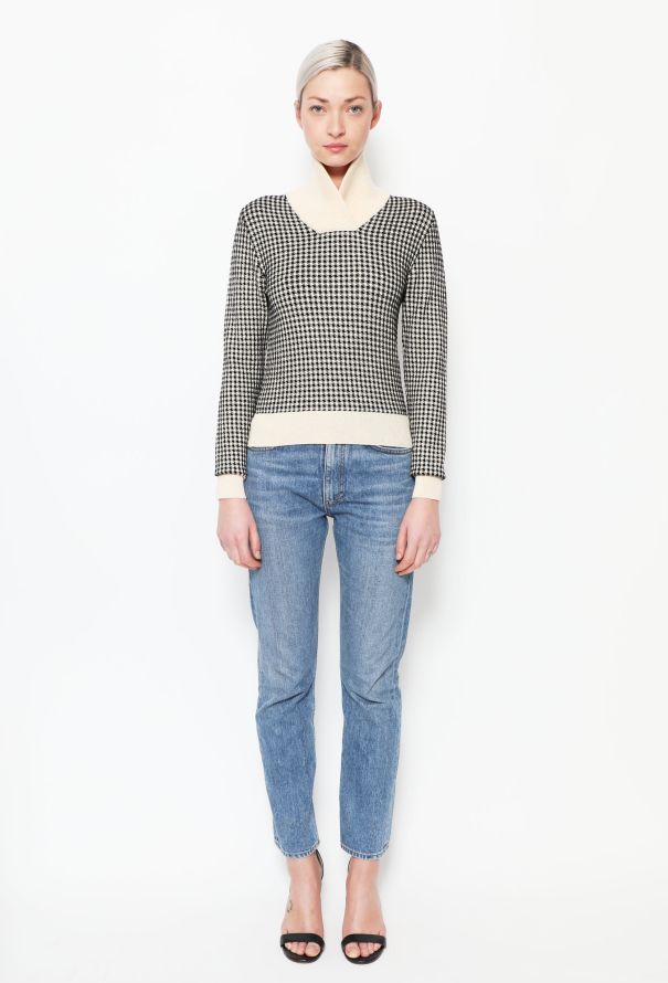 Chloé Houndstooth Ribbed Trim Sweater - 3
