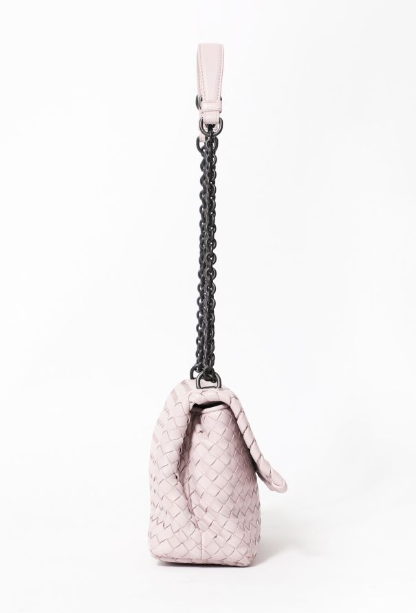Bottega Veneta Olimpia Intrecciato Shoulder Bag Mauve pink - 4