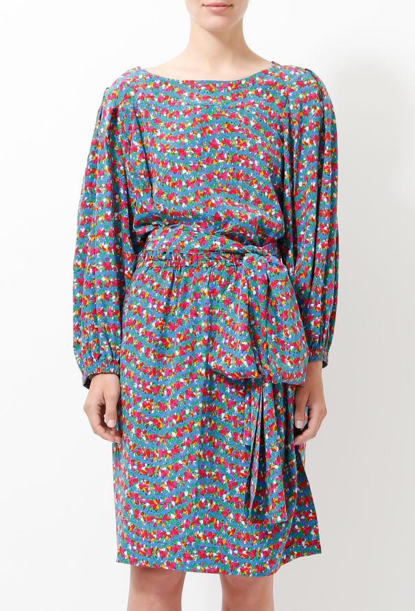 Saint Laurent Vintage Belted Floral Dress - 2