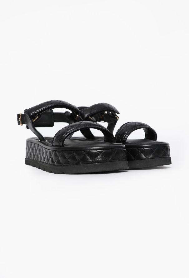 Chanel Quilted Leather 'CC' Sandals, 2022 - 4