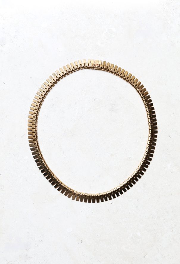 Vintage Fine Jewelry 18k Yellow Gold Oyster style chainlink Necklace - 2