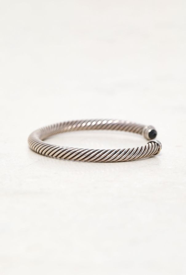 David Yurman Sterling Silver, Diamond & Onyx Classic Cable Bracelet - 5