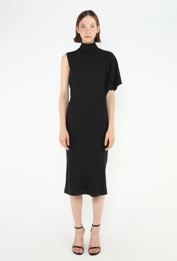Céline 2022 Monogram Draped Silk Dress - 4