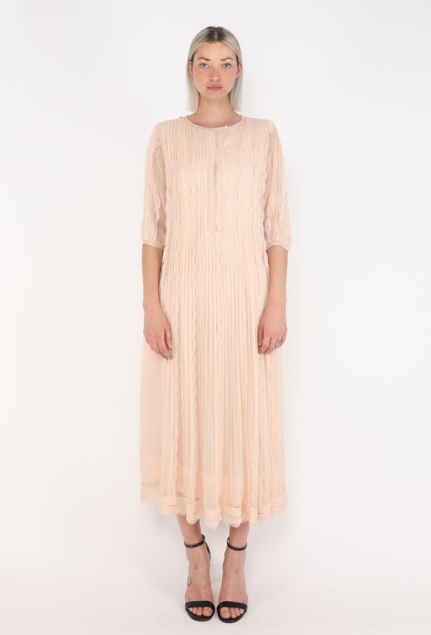 Roberto Cavalli Pleated Silk & Lace Dress, S/S 2008 - 2