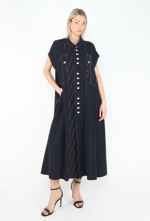 Yohji Yamamoto F/W 1993 Contrast Stitch Flared Dress - 6