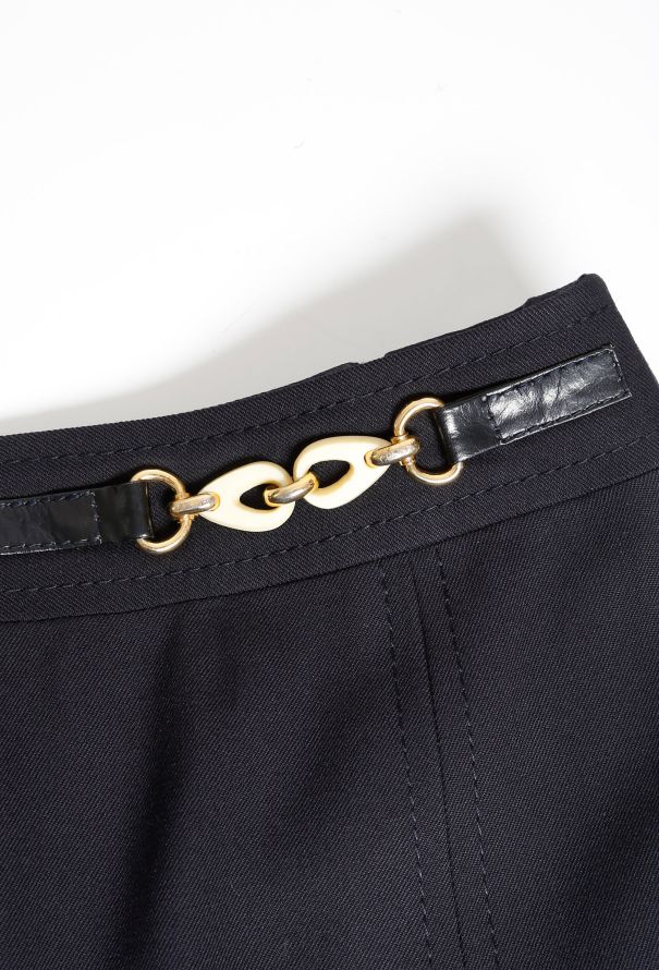Céline Vintage Chainlink Twill Slit Skirt - 5