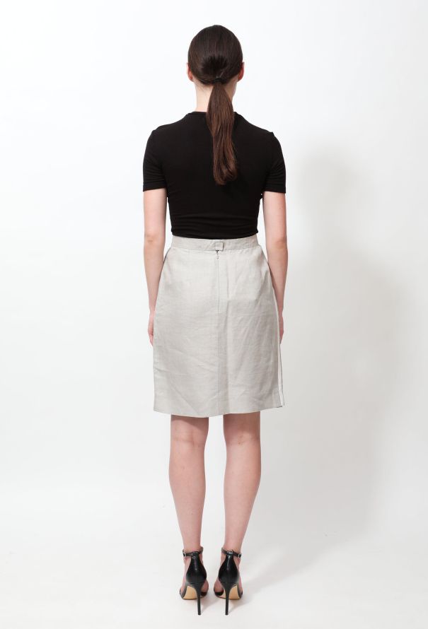 Chanel 80s Side Striped Linen Skirt - 3
