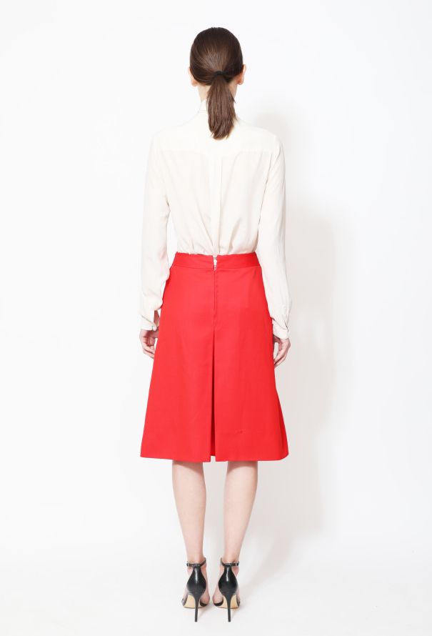 Céline '70s Leather Horsebit Twill Skirt - 3