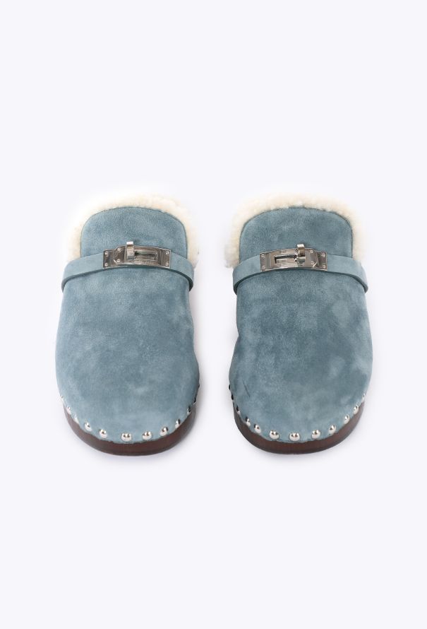 Hermès Suede Shearling Carlotta Mules, 2022 - 2
