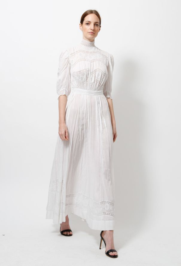 Embroidered Lace Edwardian Dress - 3