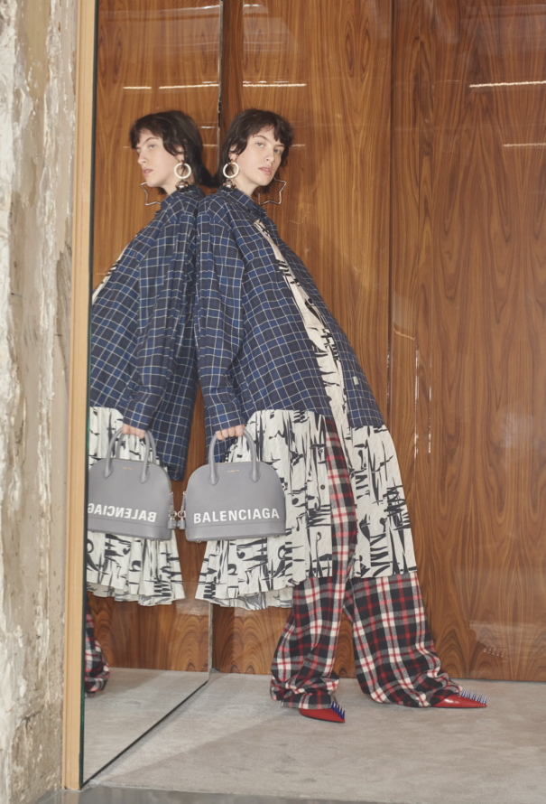Balenciaga Flannel Combo Shirt Dress, Pre-Fall 2018 - 2