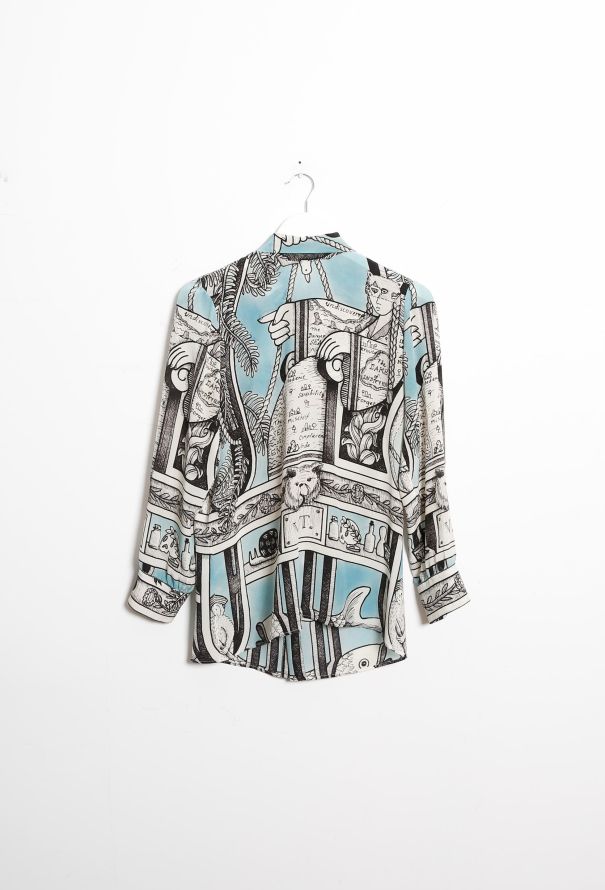 Gucci S/S 2017 Graphic Lavallière Blouse - 7
