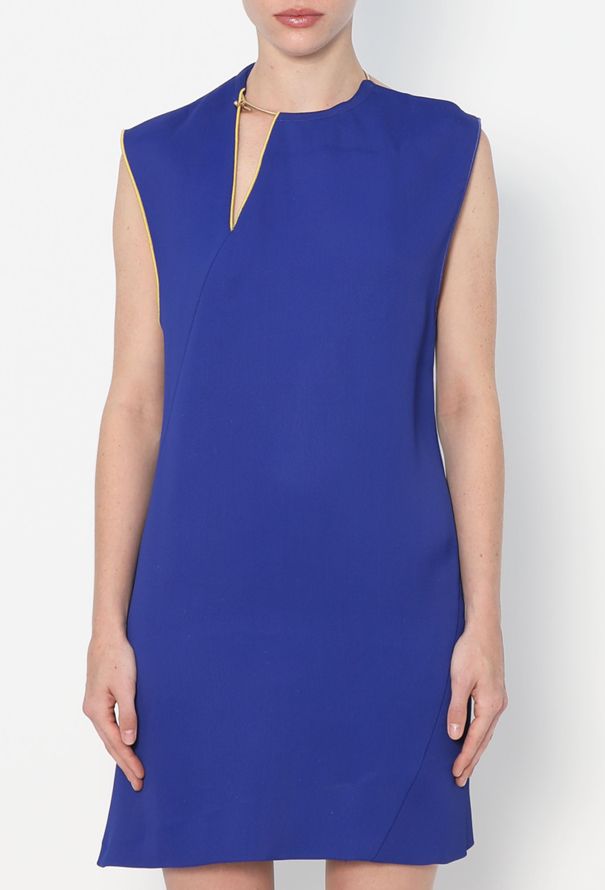 Céline 2014 Metallic Collar Shift Dress – Indigo Blue - 2