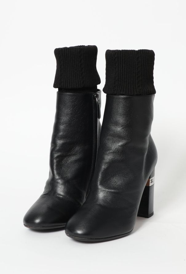 Chanel Leather 'CC' Sock Boots - 2