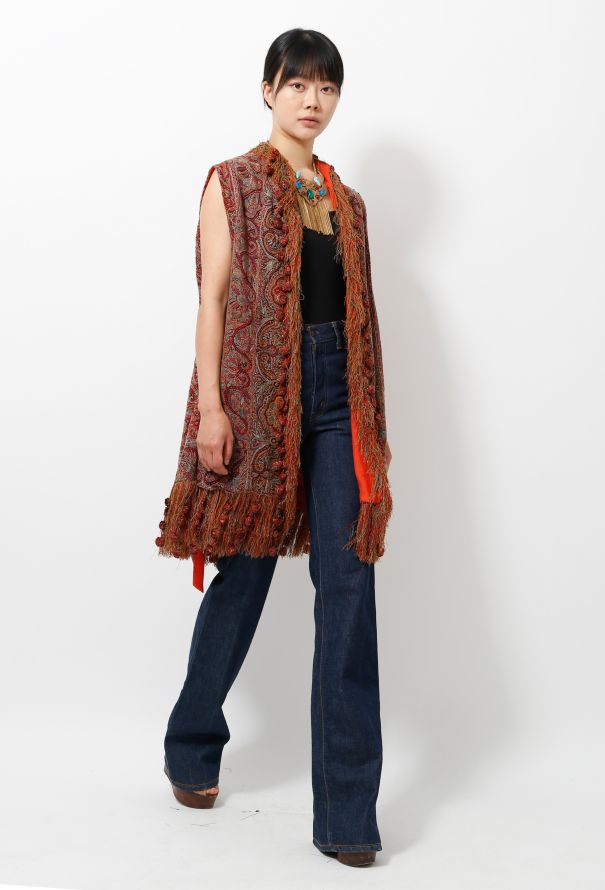 Vintage Paisley Embroidered Fringed Vest - 3