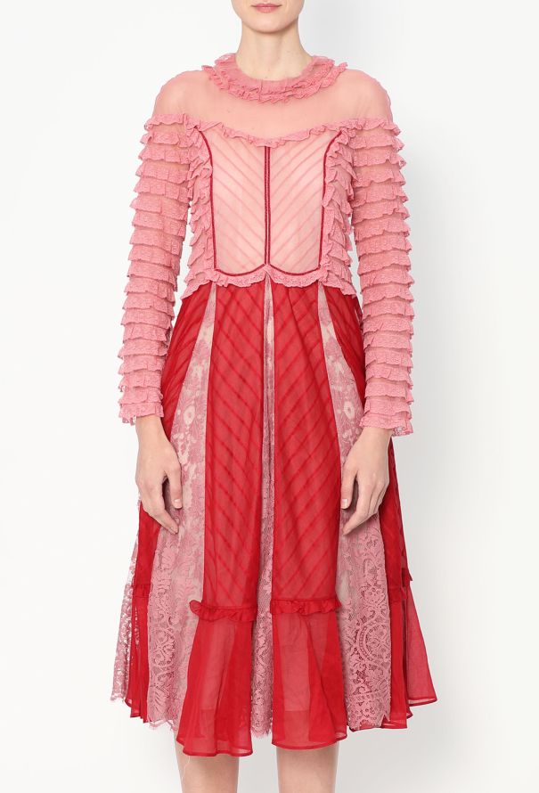 Valentino F/W 2017 Ruffled Lace Dress - 3