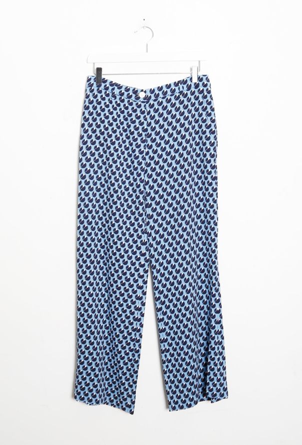 Miu Miu S/S 2017 Printed Crêpe Palazzo Trousers - 6