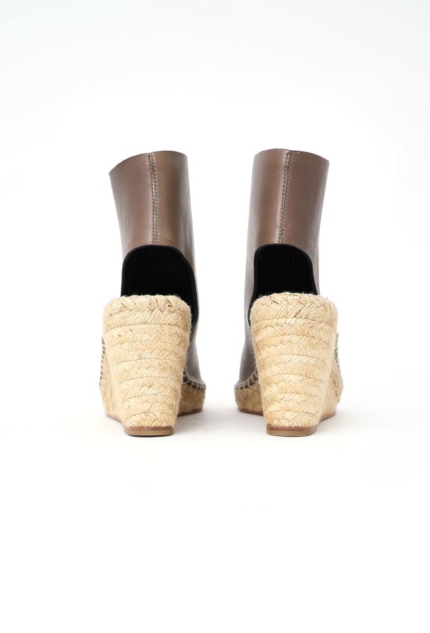 Céline Leather Zip Espadrille Wedges Taupe brown - 5