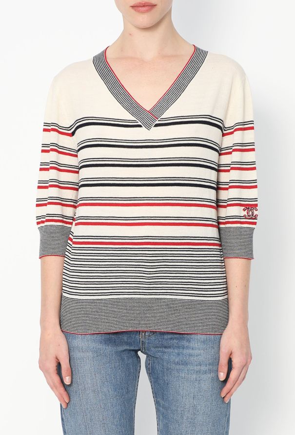 Chanel Striped 'CC' Knit Top - 1