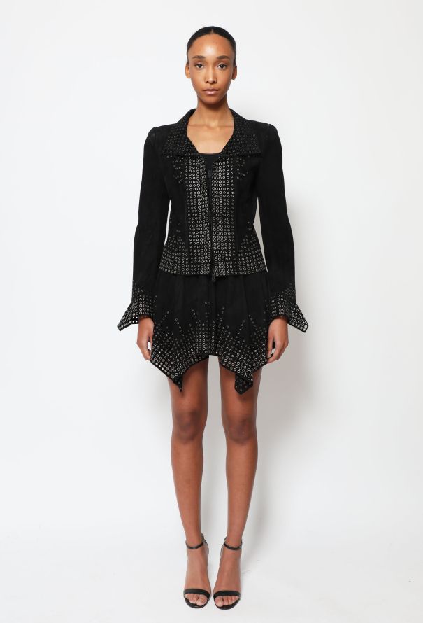 Alexander McQueen COLLECTOR 2000s Suede Eyelet Ensemble - 3