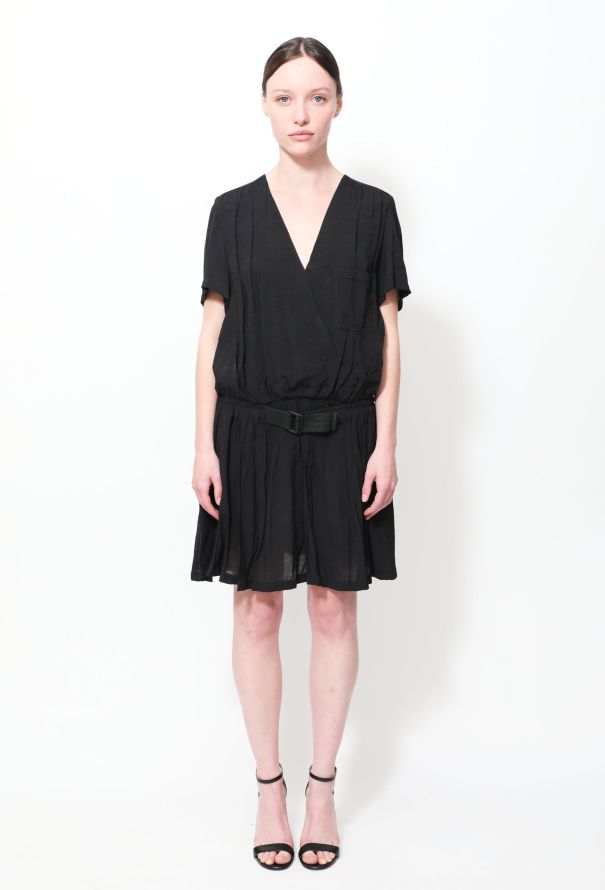 Balenciaga V-Neck Belted Cotton Dress - 1