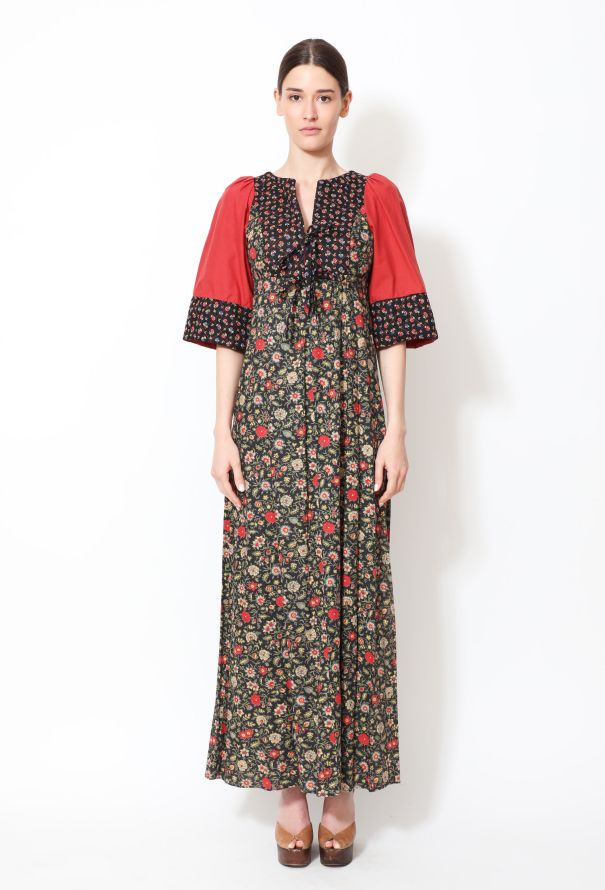 70s Floral Quilted Day Dress - 1