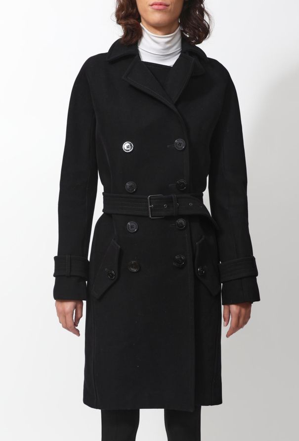 Classic Belted Black Trench Coat - 2