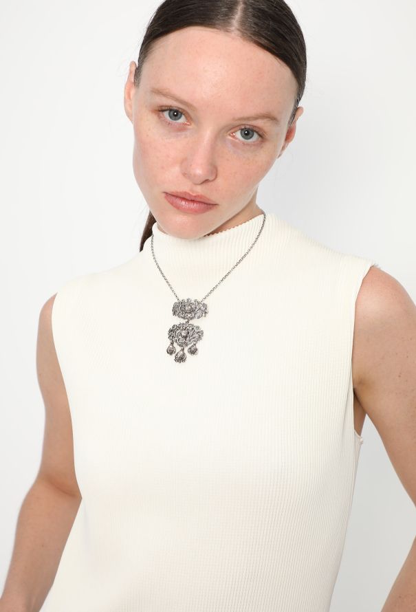Vintage Fine Jewelry Silver & Diamonds Butterfly Cross Necklace - 4