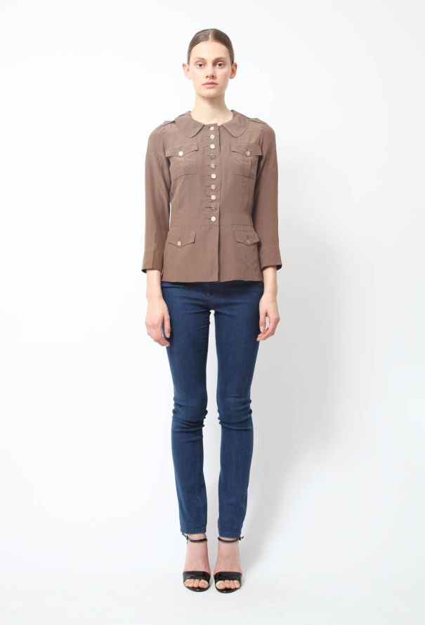 Louis Vuitton Gold Button Silk Blouse - 1