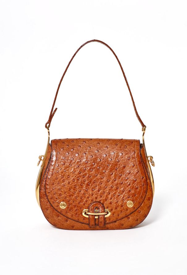 Hermès Rare 1976 Gold Ostrich Passe-Guide Bag - 1
