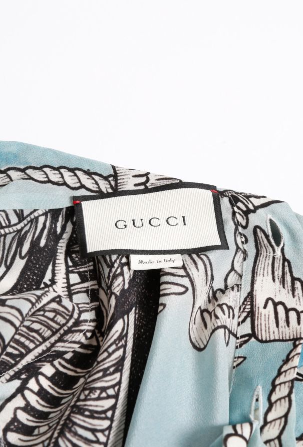Gucci S/S 2017 Graphic Lavallière Blouse - 4