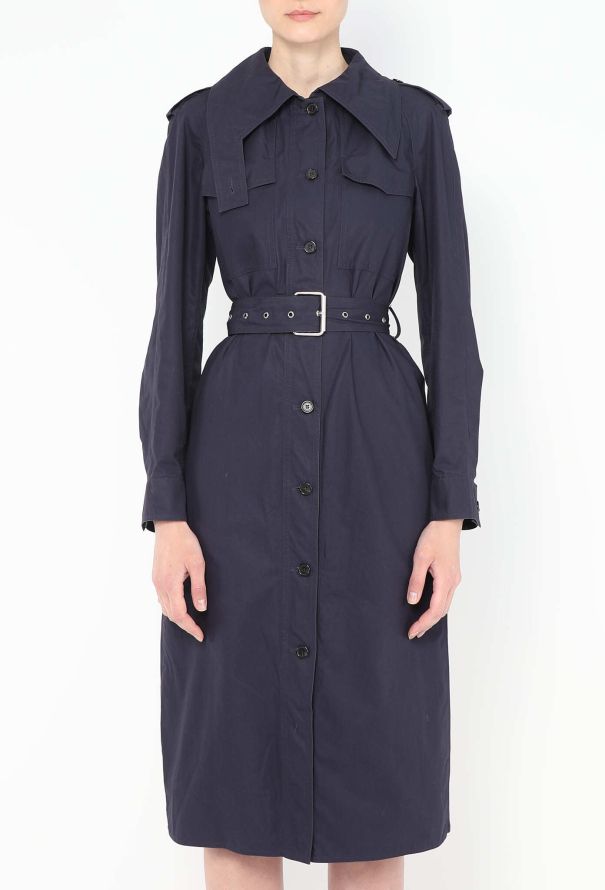 Céline Belted Poplin Trench Dress in Navy – 2017 - 5