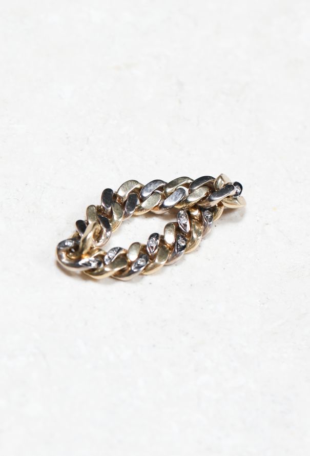 Vintage Fine Jewelry 18k Gold & Diamond Chain Ring - 4