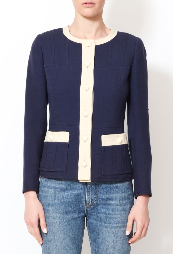 Jean Patou '60s Bicolor Tailored Piqué Jacket - 2